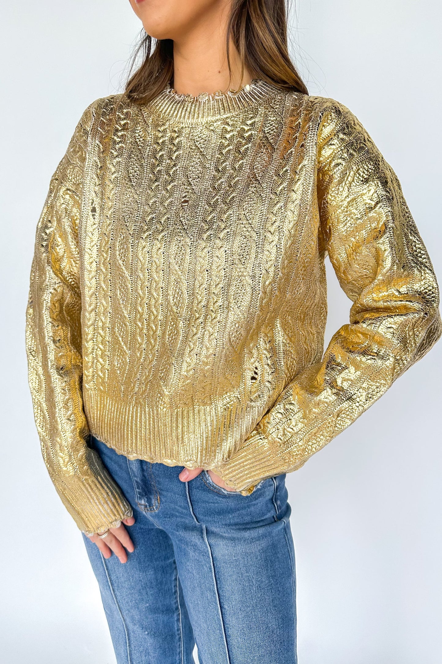 METALLIC KNIT SWEATER