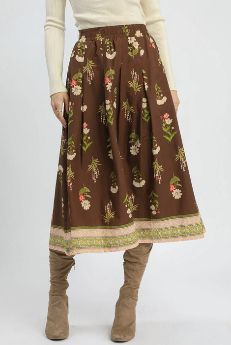 Floral Pleat Skirt with Pockets