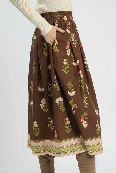 Floral Pleat Skirt with Pockets