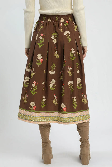 Floral Pleat Skirt with Pockets