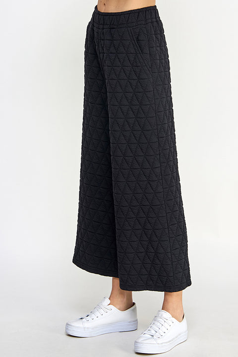 Quilted Top and Pants Set - Black