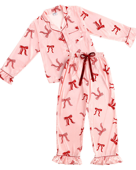 Satin Ruffles & Bows PJ Set