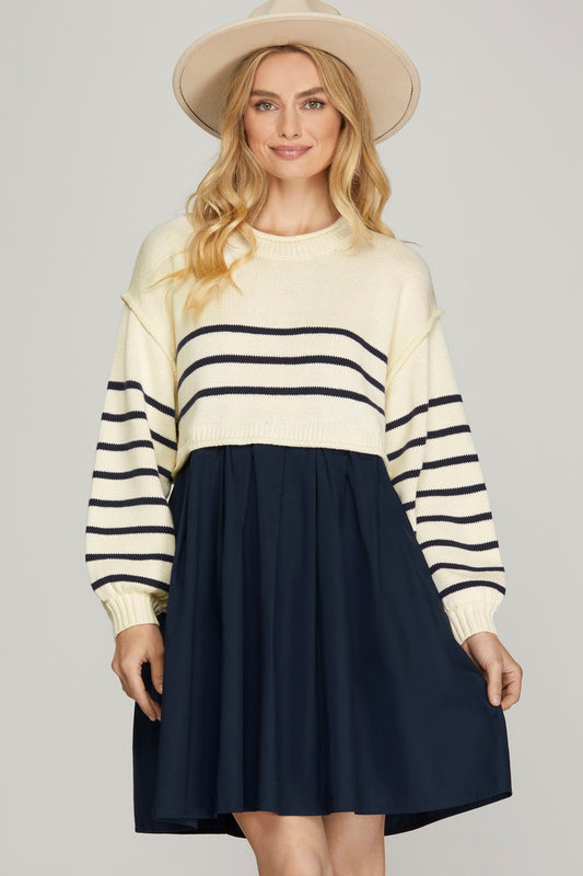 OVERSIZED STRIPED SWEATER DRESS COMBO