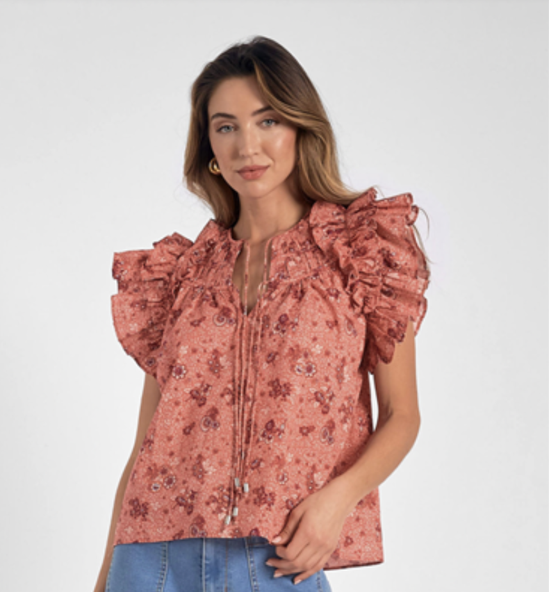 TIE FRONT TOP ROSE