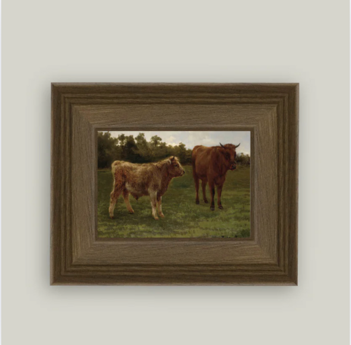 Two Cows Grazing 7x5