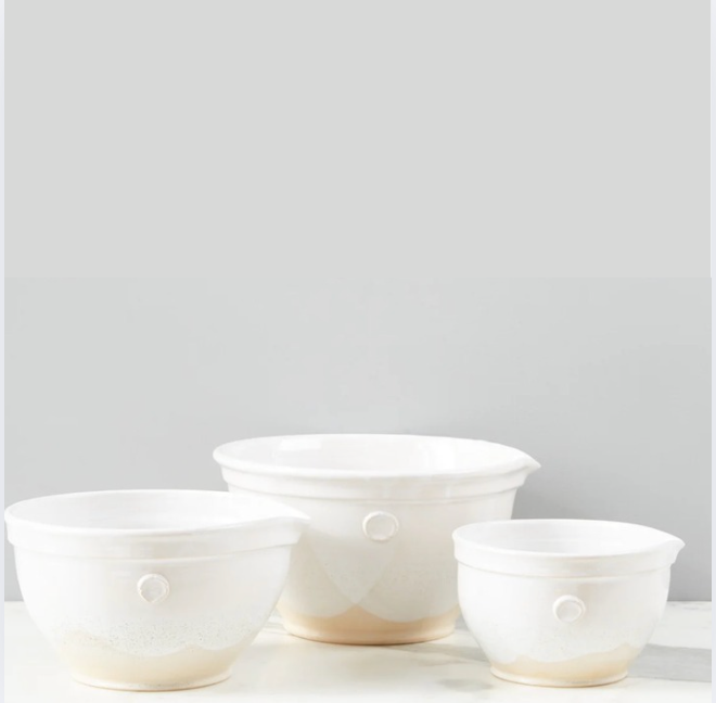 White Handthrown Mixing Bowls
