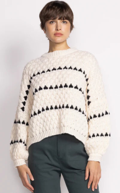 POPCORN STRIPE CREWNECK SWEATER