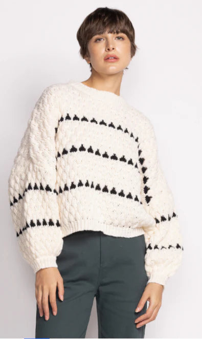 POPCORN STRIPE CREWNECK SWEATER