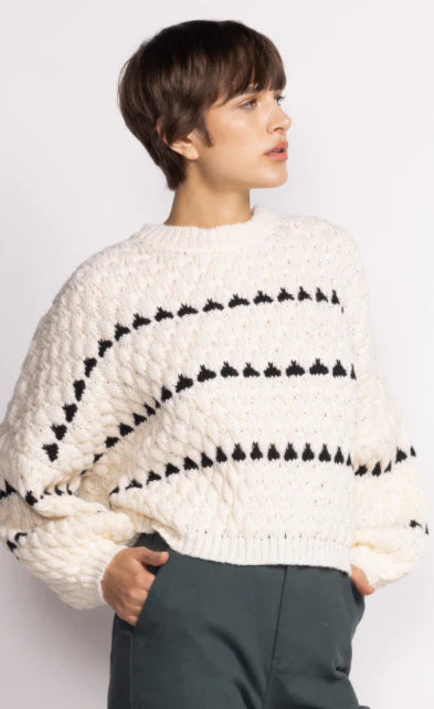 POPCORN STRIPE CREWNECK SWEATER