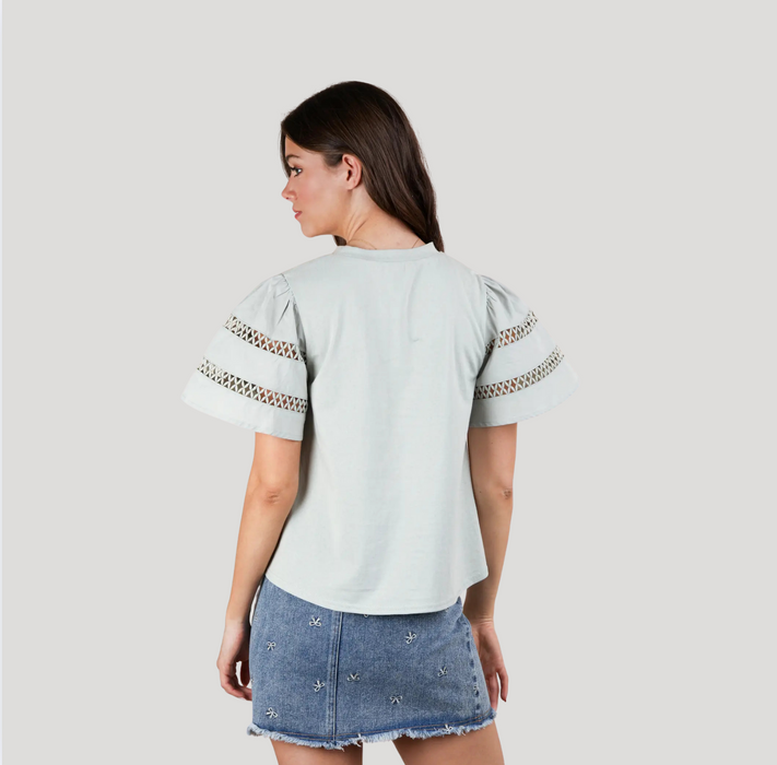 Detailed Sleeve Tee Sage