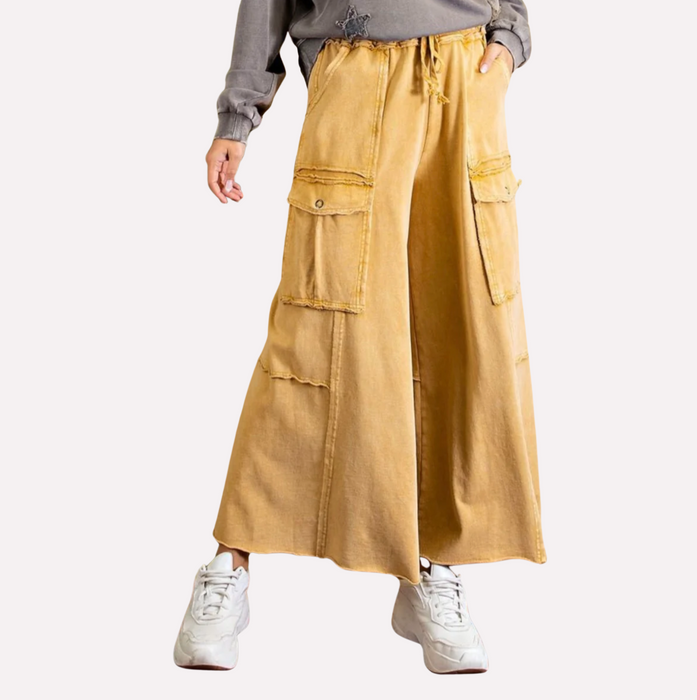 Mineral Washed Terry Pant honey mustard