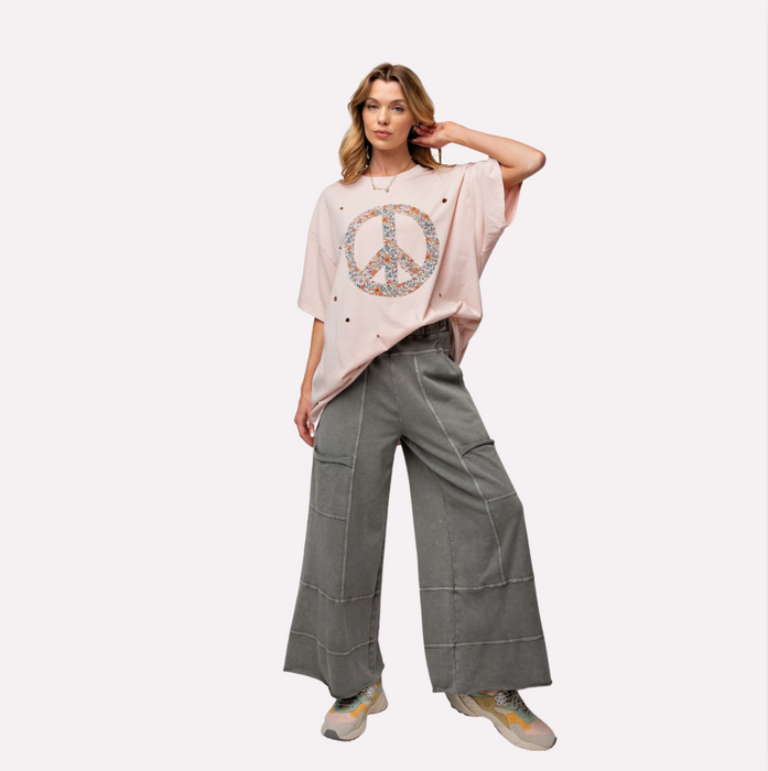Mineral Washed Terry Pant lilac grey