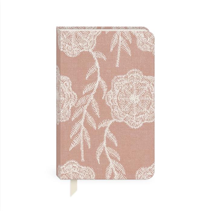 Small Hardcover Embroidered Journal Peony Blush
