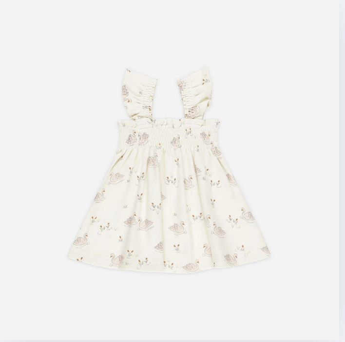 Smocked Jersey Dress Swans 2-3 YRS