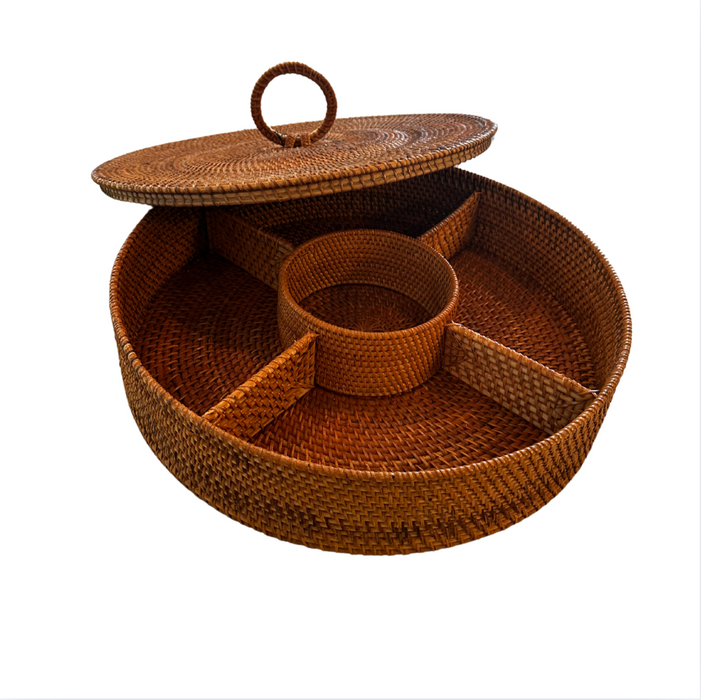 Handwoven Rottan Container 5 Sections