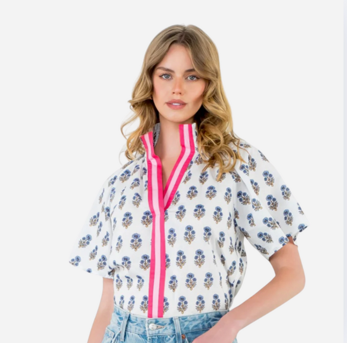 Flower Print Top White