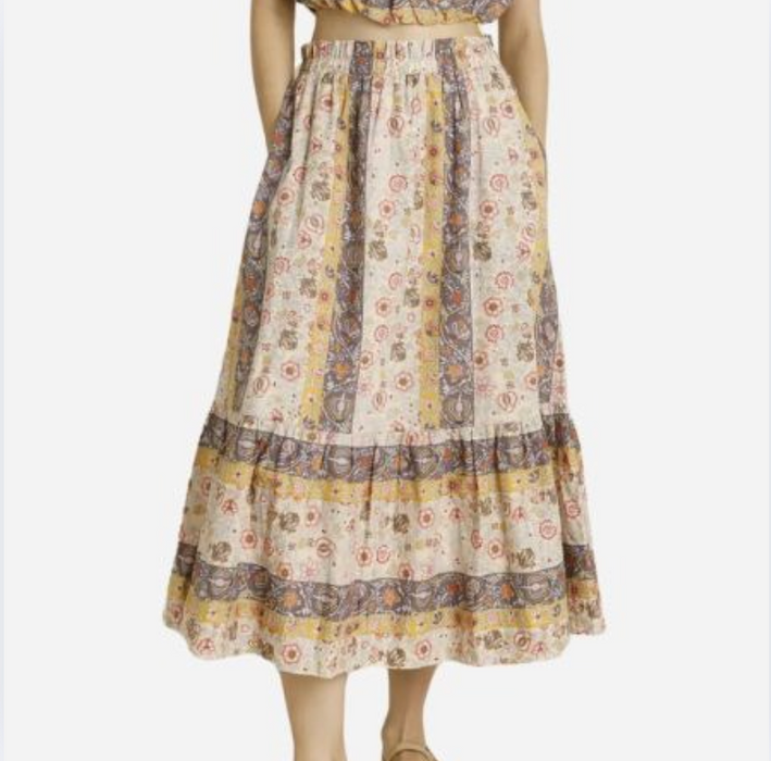 Paisley Midid  Skirt pink/brown