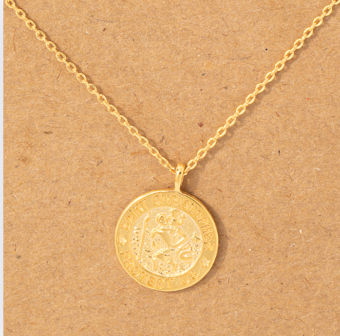 Gold Charm Necklace St. Christopher