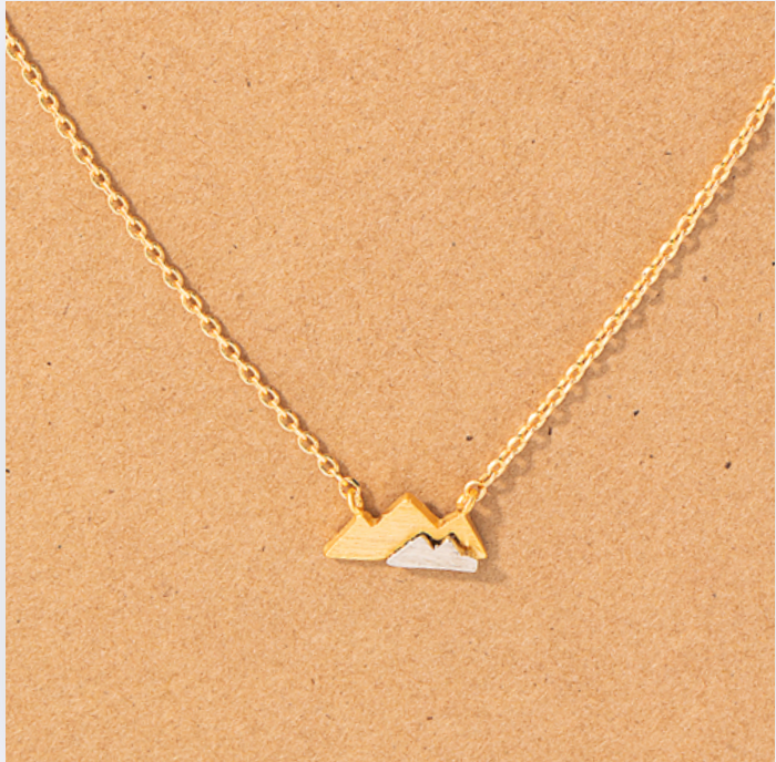 Gold Charm Necklace Mountains