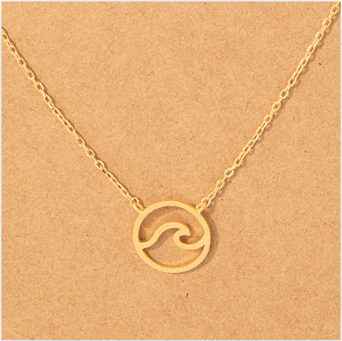 Gold Charm Necklace Wave