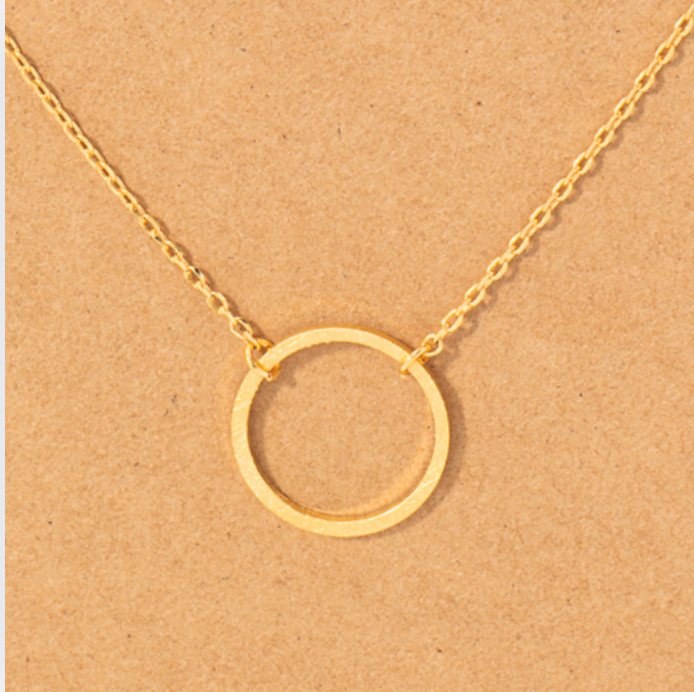 Gold Charm Necklace Circle Pendant