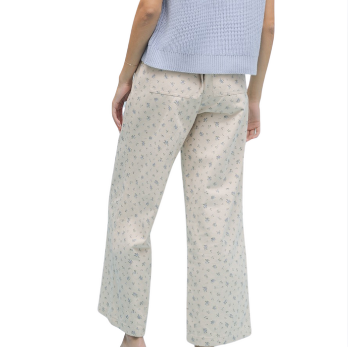 Floral Pants Taupe/Blue