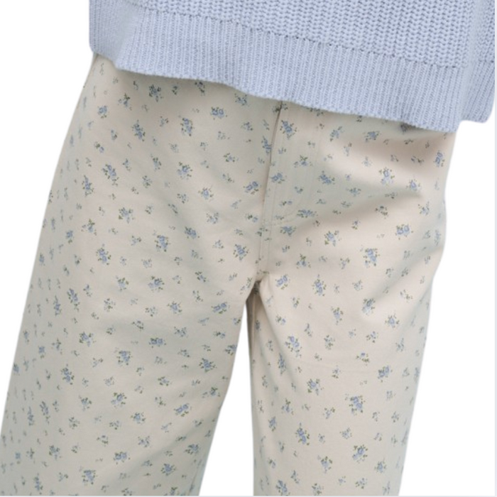 Floral Pants Taupe/Blue