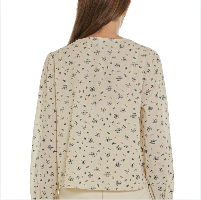SUBTLE FLORAL PATTERENED BUTTON-UP BLOUSE