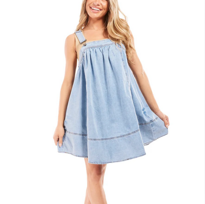 Pleated Overall Dress