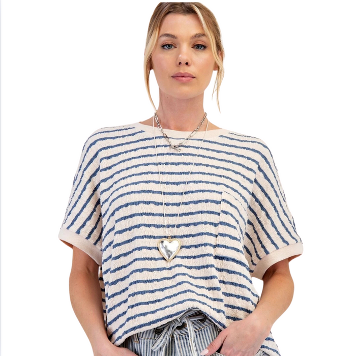 Striped Top LN/Blu