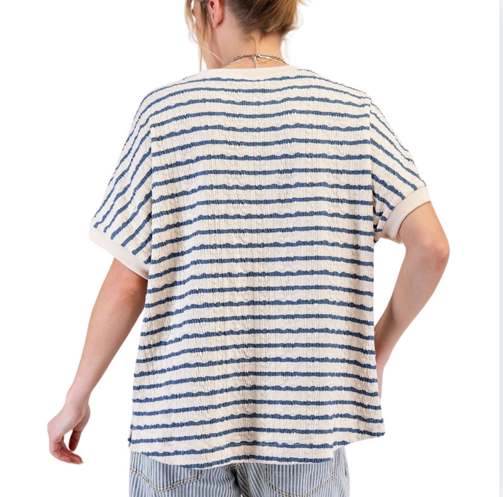 Striped Top LN/Blu