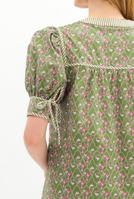 Floral & Stripe Top Green