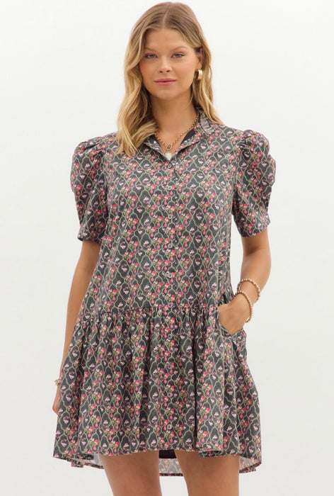Midnight Floral Midi Dress