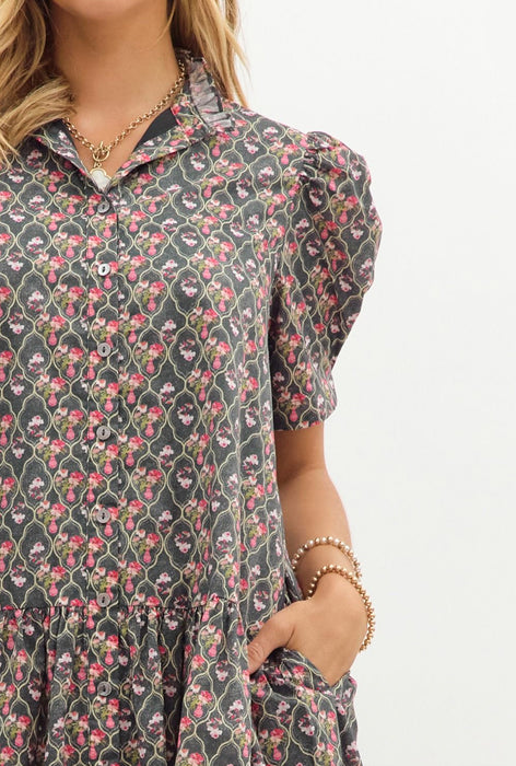 Midnight Floral Midi Dress