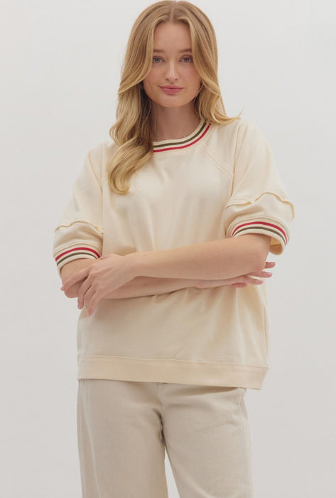Puff Sleeve Top With Neck/Sleeve Band