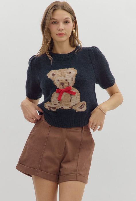 Teddy Bear Sweater Top Navy