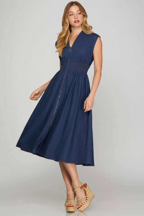 Drop Shoulder Denim Dress