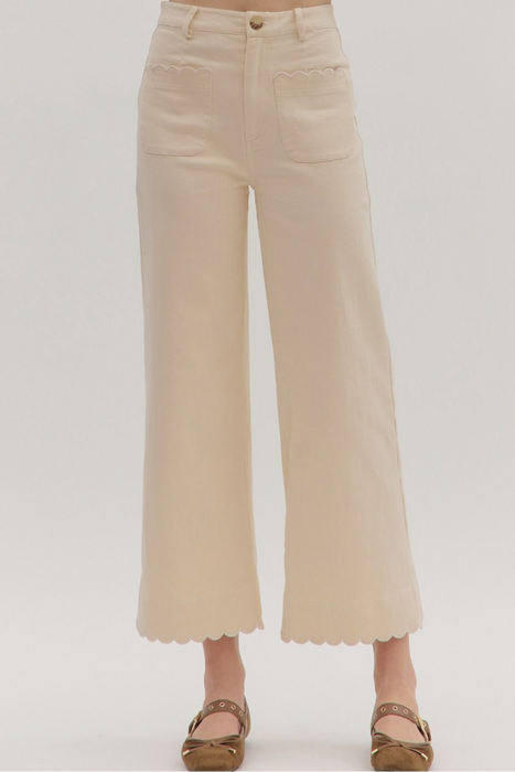 Scallop Detail Wide Leg Jeans