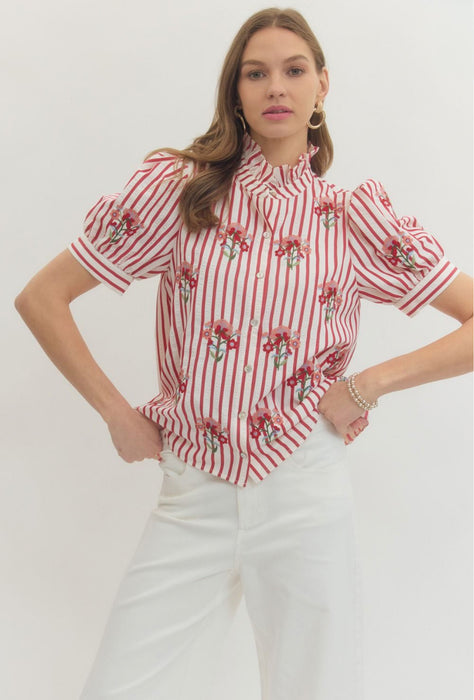 Ruffle Button Up Shirt