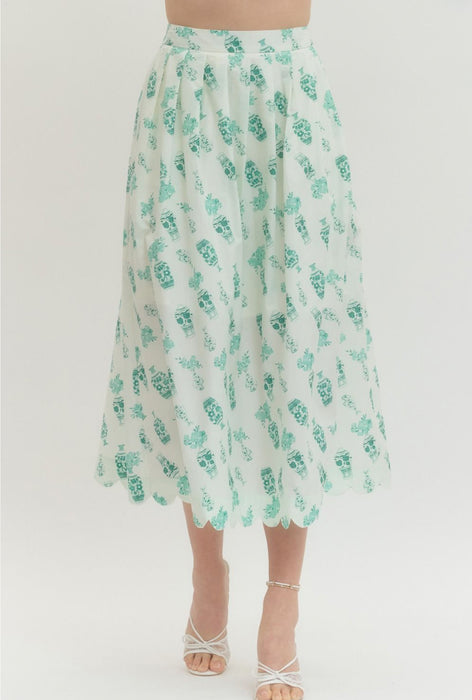 Printed Vase Scallop Skirt