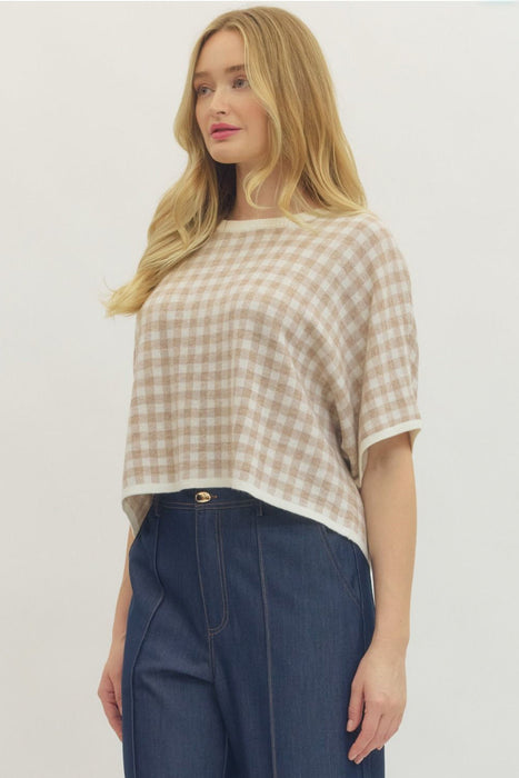 Checkered Sweater Top