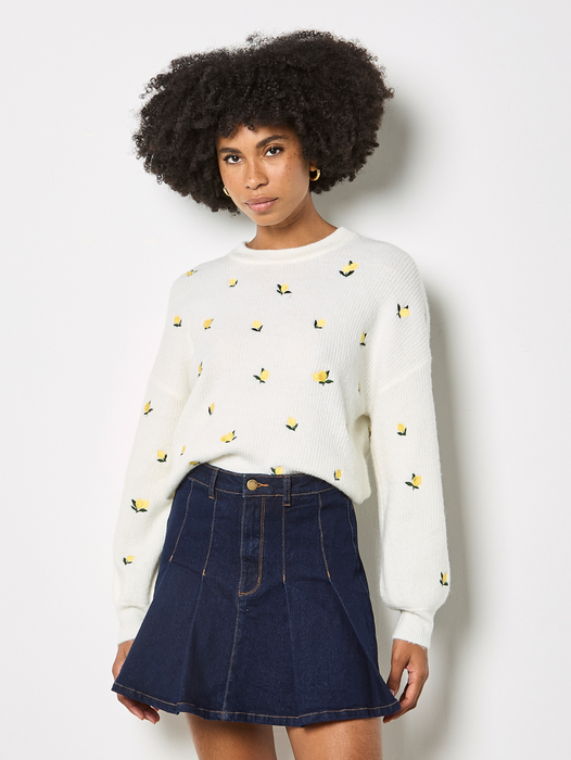 Lemon Embroidered Sweater