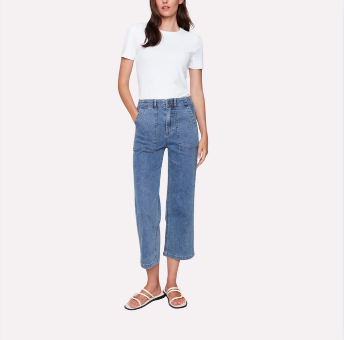 Cropped Utility Pocket Jeans blue