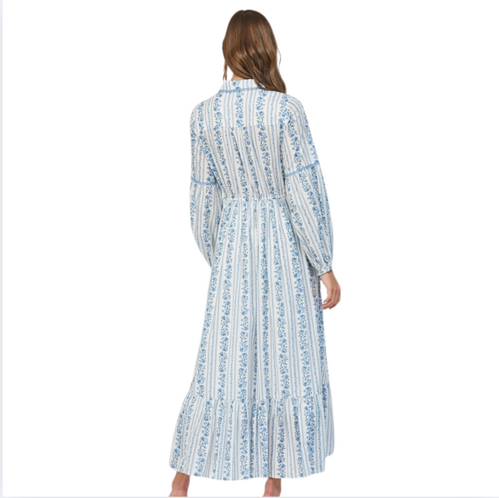LACE TRIM BUTTON DOWN DRESS