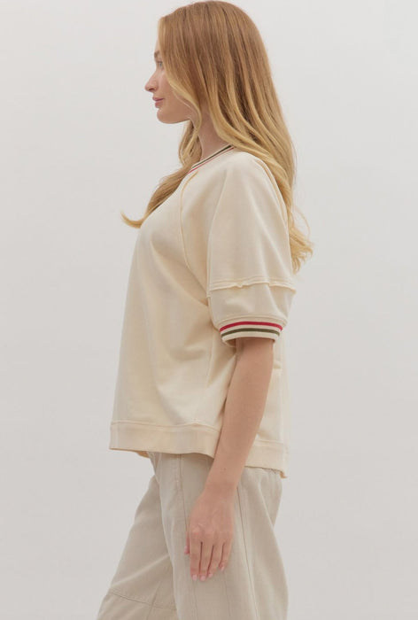 Puff Sleeve Top With Neck/Sleeve Band