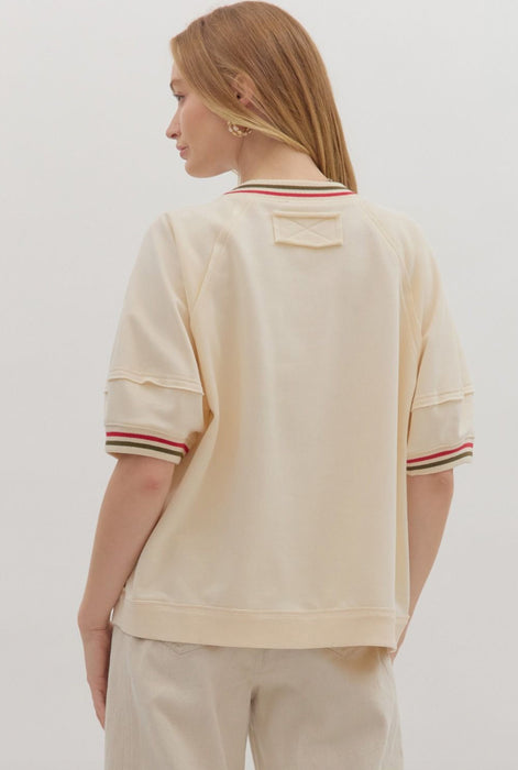 Puff Sleeve Top With Neck/Sleeve Band