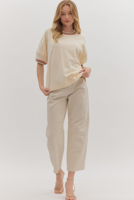 Puff Sleeve Top With Neck/Sleeve Band