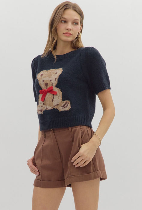 Teddy Bear Sweater Top Navy