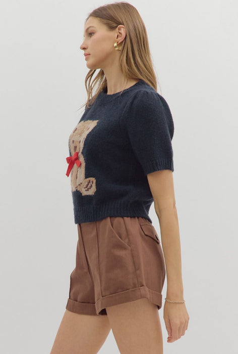 Teddy Bear Sweater Top Navy