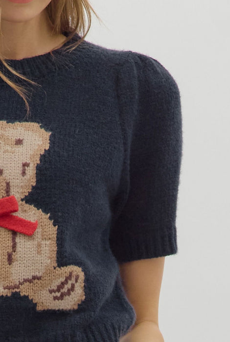 Teddy Bear Sweater Top Navy